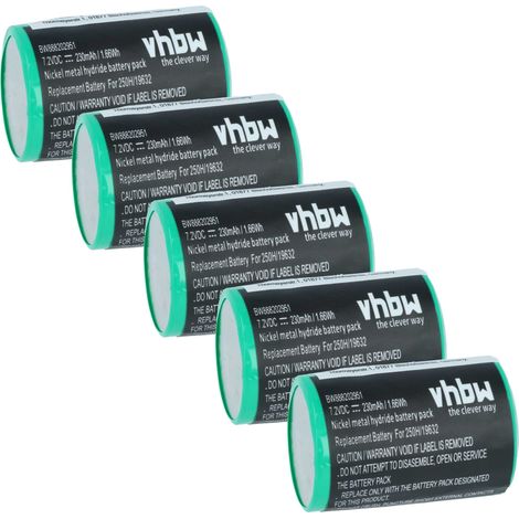 vhbw 5x Akku Ersatz für Servox 19632 für Medizintechnik (230 mAh, 7,2 V, NiMH)