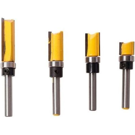 4 Pcs 6mm Routeur de Fraise à Bois Fraise a Copier Tige Affleurant Cutter Copie Routeur Routeur Routeur Rainure Cutter Tige Coupe Acier (1/5)