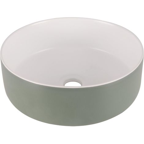 Differnz MIRA Vasque à poser - 36x12cm - céramique - vert/blanc
