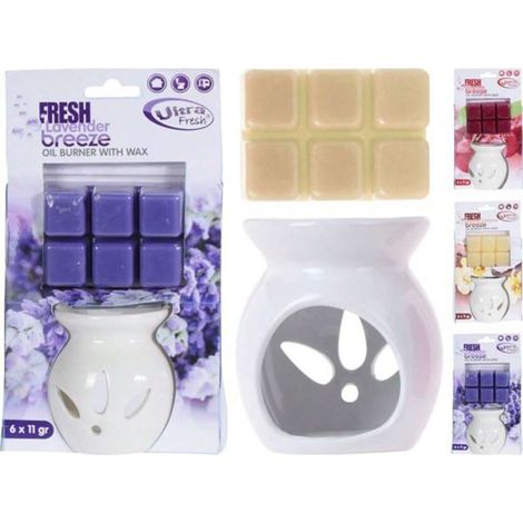 Brûleur d'huile 6 pastilles de cire parfumée, lot de 3, diffuseur à parfum pour maison, chauffe-plat élégant, décoration intérieure, aromathérapie, sans flamme, style moderne.