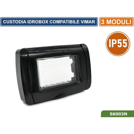SERIE VIMAR PLANA COMPATIBILE Interruttore Deviatore Presa Schuko USB Dimmer T2 COPERCHIO IDROBOX 3P IP55 TOTS6003N
