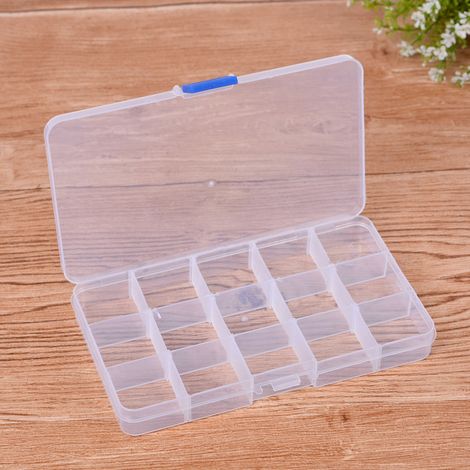 1 Pièces Boîte de Rangement Plastique Bijoux 15 Grilles Diviseurs à Compartiments Ajustables Organisateur Utilisé pour Stocker de Petits Objets que des Bijoux des Boucles d'oreilles (1/5)