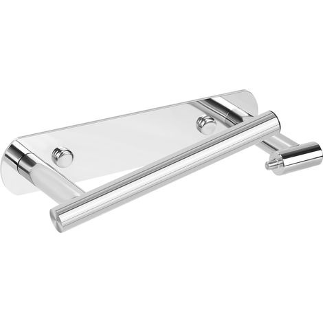 Porte-papier, Double support pivotant, Argent poli, Porte-papier toilette adhésif ou mural sans perçage en acier inoxydable pour salle de bain, cuisine (1/5)