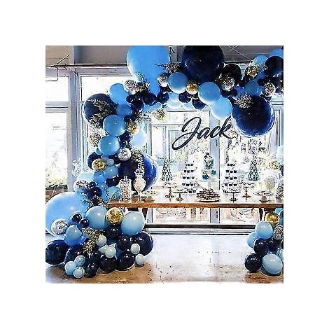 Blaues Ballonbogen-Set, 106-teilig, blau-silbernes Ballongirlanden-Set mit marineblauen, metallisch-weißen und silbernen Konfetti-Geburtstagsballons für Geburtstage
