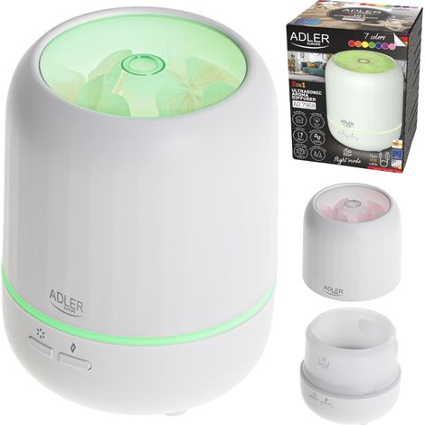 Adler AD 7968 Diffusore di aromi a ultrasuoni 3 in 1 Ultrasuoni Adatto per ambienti fino a 25 m² Bianco (1/5)
