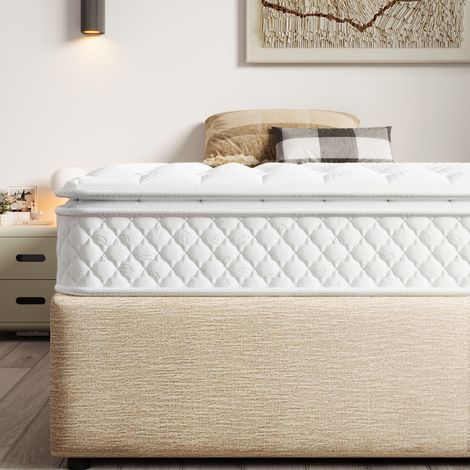 Matelas à ressorts ensachés 7 zones, mousse froide, 140x200cm, certifié Oeko-Tex 100%, garnissage microfibre piqué, fermeté H3, hauteur 25cm, lot de 1 (1/5)