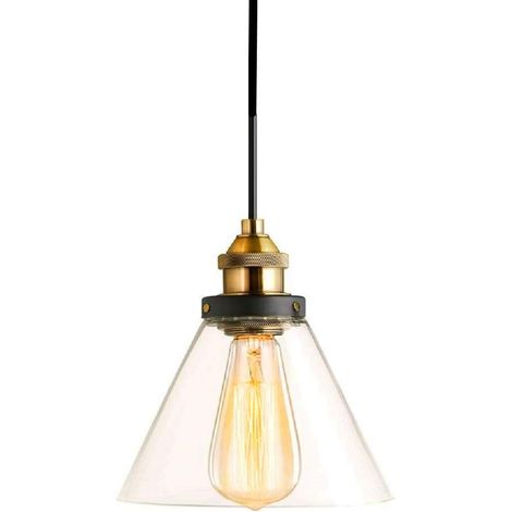 Pendelleuchte Industrielle Hängelampe Vintage aus Glas E27 Glasschirm Hängeleuchte für Schlafzimmer Wohnzimmer Esszimmer - Transparent