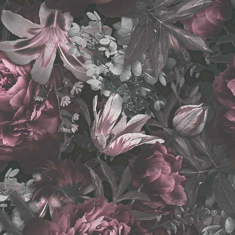 Papier peint romantique fleurs roses Tapisserie fleurs Papier peint intissé et embossé Idéal pour chambre (1/4)