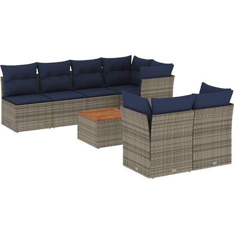 Maison Exclusive - 8-tlg. Garten-Sofagarnitur mit Kissen Grau Pol (1/5)