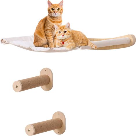Support mural pour chat,Deux marches + lit pour chat (1/5)