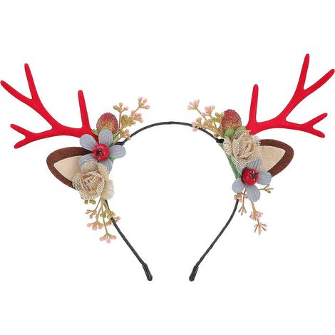 Serre-tête bois de cerf, accessoire décoration costumes Noël, 1 pièce, rouge, ornement cheveux (1/5)