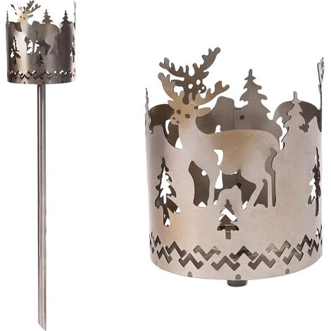 Torche de jardin cerf 1x - copeaux de bois avec cire - torche suédoise à granules, colonne de feu, bols à flamme, torche à cire, lumière de jardin