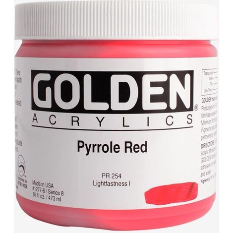 Peinture Acrylique - GOLDEN - Pyrrole Red - 473ml - Rouge - Haute Résistance à la Lumière