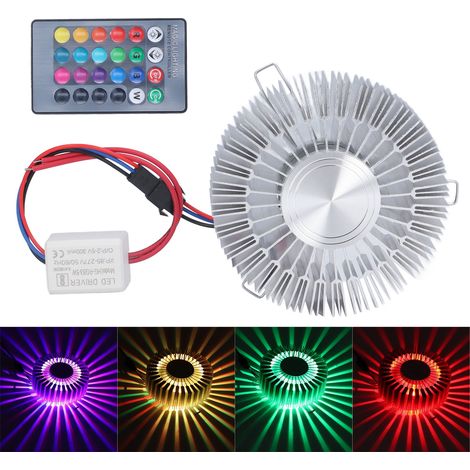 Jeffergarden Sun Flower Applique Aluminium 3W RGB LED Aluminium Applique avec Télécommande pour Chambre Chevet Salon 85-277V (1/4)