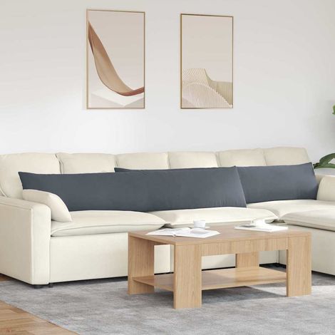 Sofakissen 2 Stück Dunkelgrau 200 x 40 cm Cordstoff