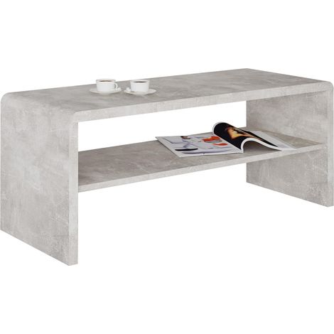 Idimex – Table basse fixe LOUNA 40 x 100 x 40 cm – Mélaminé béton – Grand espace de rangement – Surface résistante aux éraflures (1/2)