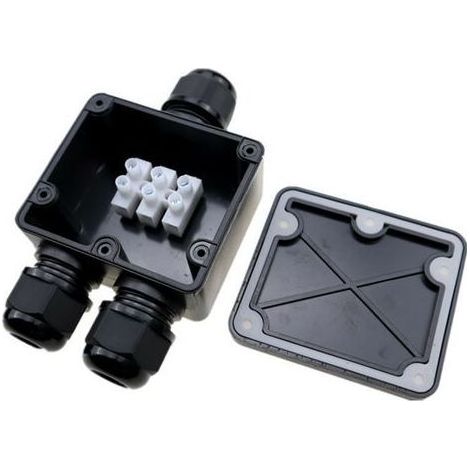 Boîte de jonction étanche IP68 – 2 pièces – 3 voies pour câbles Ø5mm-9mm – Plastique PC et silicone – Installation facile en extérieur (1/5)
