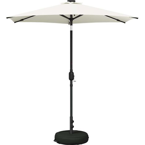 Garden Parasol with LED Lights and Base 230 x 230 cm Polyester vidaXL (1/5)