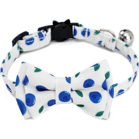 Hundehalsband mit Blaubeermuster, Glöckchen und Metallschnalle, bequem und sicher, ideal für Spaziergänge und Training.