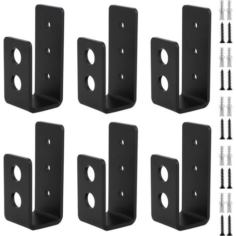 Lot de 6 supports d'angle en U - Pinces de porte en acier inoxydable - Serrure de porte de sécurité en U - Profil en U - Pour serrures de porte renforcées - Supports avec (1/5)