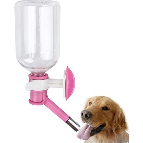 Distributeur d'eau anti-fuite suspendu pour animaux de compagnie (rose)