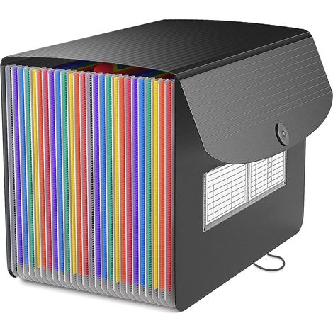 Classeur Accordéon A4 - 26 Compartiments - Organiseur de Documents Portable avec Couvercle - Couleurs Arc-en-Ciel - 1 Pièce (1/5)