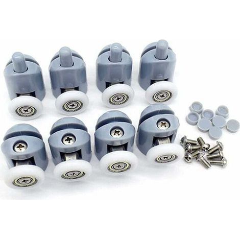 Shower Door Rollers Set of 8, Shower Door Replacement Parts, 4 Top Rollers + 4 Bottom Rollers, 23mm (1/5)