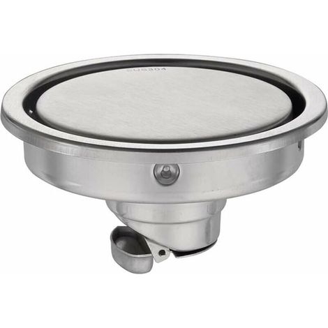 Scarico a pavimento per bagno in acciaio inox 304, griglia rotonda, antiodore. (1/5)