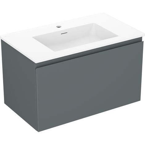 Mexen Orio Badezimmerschrank 80 cm mit Waschbecken Otis, 1 Schublade, grafit matt/weiß matt - 91A10-08047-1-BF66-W18M01 (1/5)