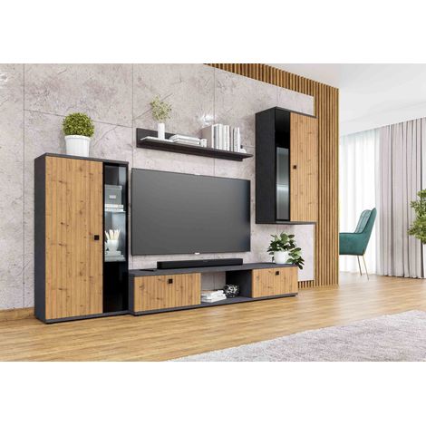 FURNIX Ensemble de Meubles de Salon/Ensemble de Meubles SARAI 4 parties sans LED 240 x 180 x 40,2 cm Matera Artisan