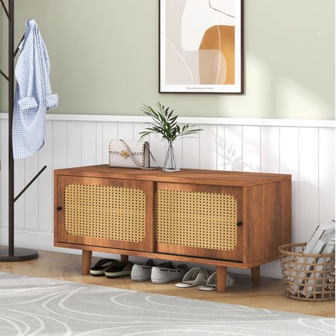 MEUBLIV Schuhkommode 104x40x48 cm Nussbaum – 2 Türen mit Ablage (1/5)