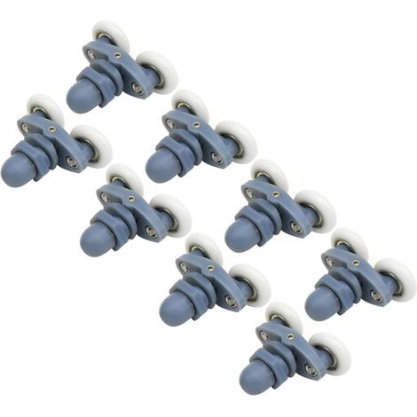 Lot de 8 roulettes doubles pour porte de douche, poulies de 20 mm de diamètre, pièces de rechange pour salle de bain (YL015, 20 mm) (1/4)