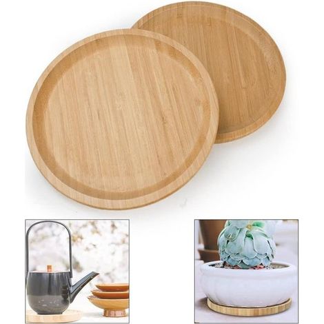 Runde Bambus Untersetzer für Blumentöpfe 2er Set Ø 20 cm Nachhaltige Untersetzer für Blumentöpfe Blumentopf Zubehör Bambus Pflanzenuntersetzer Pf (1/5)