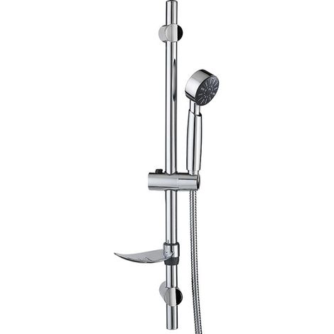 Wirquin – Colonne de douche sans robinetterie – Douchette 1 jet mobile – Fixation réglable 70 cm – Inox chromé – Flexible métal 1,50 m (1/4)