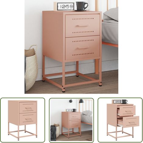 The Living Store Nachttisch Rosa 36x39x60,5 cm Stahl - Industrielles Design - Nachttisch - Rosa Nachttisch - Schreibtisch - Beistelltisch (1/5)