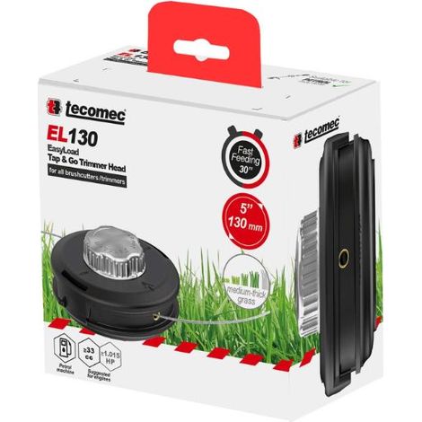 Tête de débroussailleuse Tap-N-Go 130mm – Système semi-automatique – Compatible fil 2 à 4mm – Pour débroussailleuses > 30cc – Tecomec