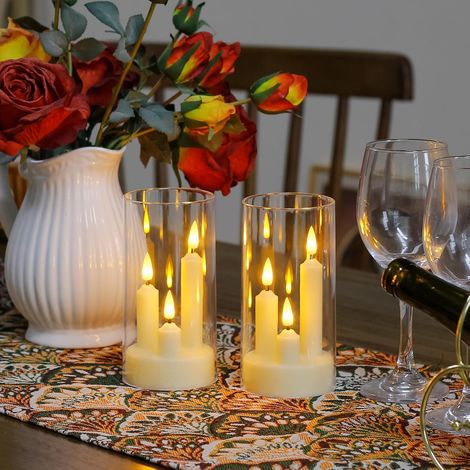 2 velas LED sin llama de 7,6 x 15,2 cm - Control remoto con temporizador - Luz cálida parpadeante (1/4)