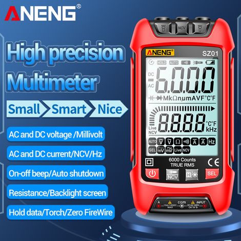 ANENG SZ01 Intelligentes Digitalmultimeter 6000 Count Auto Range True RMS NCV Universal Meter Tragbares Multifunktionsmessgerät Voltmeter Amperemeter mit Hintergrundbeleuchtung und Taschenlampe AC/DC- (1/5)