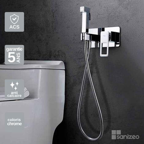 Kit Douchette hygiénique à encastrer pour WC ou bidet chromé – Design moderne et Économie d'eau - SUECIA IMEX