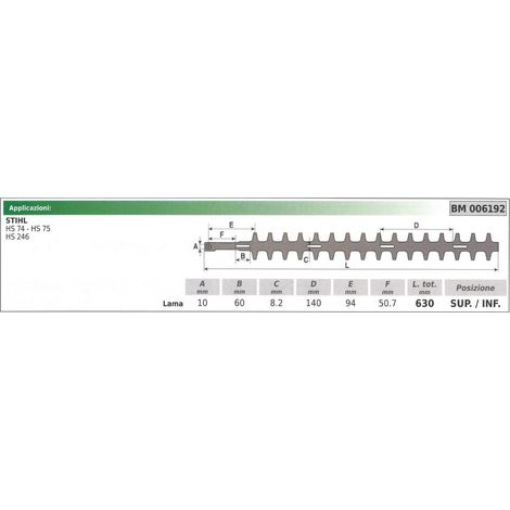 Newgarden – Taille-haie STIHL HS 74 75 – Lame supérieure/inférieure pour coupe précise – Longueur totale 630mm – SKU 6192