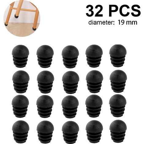 32 bouchons de tuyau, embouts ronds, bouchons lamellaires à tête sphérique, couvercles de tuyau en plastique, bouchons ronds pour tabourets, chaises tubulaires en acier (1/4)