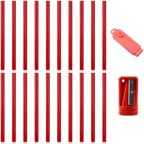 Lot De 16 Crayons De Bâtiment Avec Taille-crayon Et Gomme – Crayons Épais De Charpentier Triangulaires, Durs Et Résistants À La Rupture, Idéal Pour Chantier Et Menuiserie (1/5)