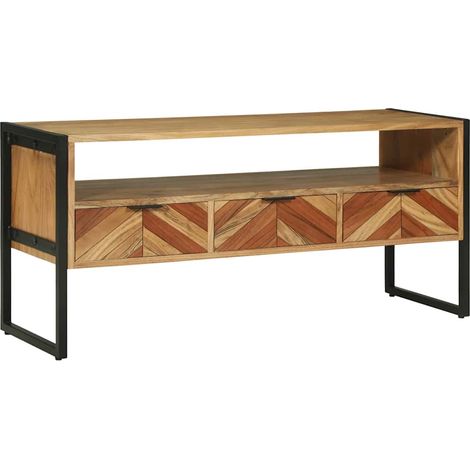 TV Cabinet with Drawer Brown 100 x 35 x 50 cm Solid Acacia wood vidaXL (1/5)