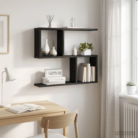vidaXL Étagère Murale Chêne noir 60 x 12 x 50,5 cm Bois d'ingénierie (1/5)