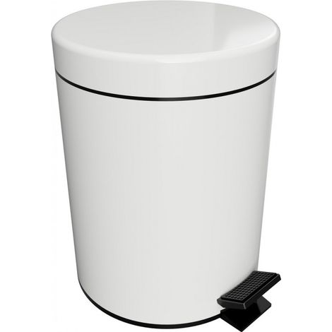 Poubelle de douche à soft close WHITE en laiton blanc / 5L (1/4)