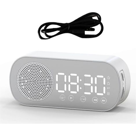 Radio-réveil Bluetooth sans fil avec double alarme pour la maison (blanc) (1/5)