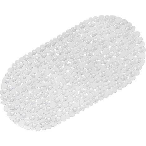 Tapis de bain antidérapant pour baignoire, tapis de bain transparent en pierre, antidérapant et anti-moisissure, tapis de douche antidérapant, ovale et flexible en PVC (1/4)