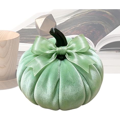 Halloween-Kürbis-Figur, niedlich, Bauernhaus, realistisch, mit Schleife Herbstdekoration für Küche, Garten, Fenster, Veranda, Outdoor, Zuhause