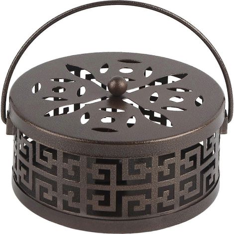 Support métallique pour spirale anti-moustiques avec couvercle, résistant au feu, portable pour une utilisation intérieure et extérieure, décoration murale à suspendre (1/4)