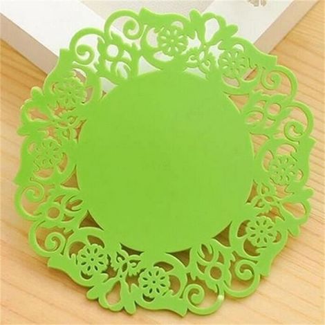 SET DE TABLE SET DE TABLEgreen--Sous verres ronds en Silicone pour boissons 1 pièce napperon résistant aux taches Pot antidérapant (1/4)
